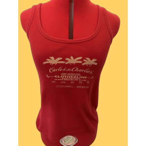 Carlos Tops - CARLOS N CHARLIES Cozumel Mexico Red Tank Top Bar XL Juniors Cruise Vacation GUC